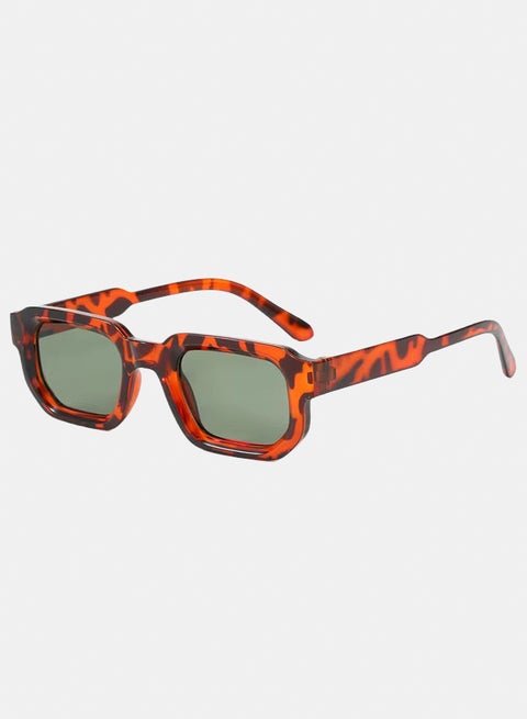 Optix Leopord Green Full Rim Square Sunglasses